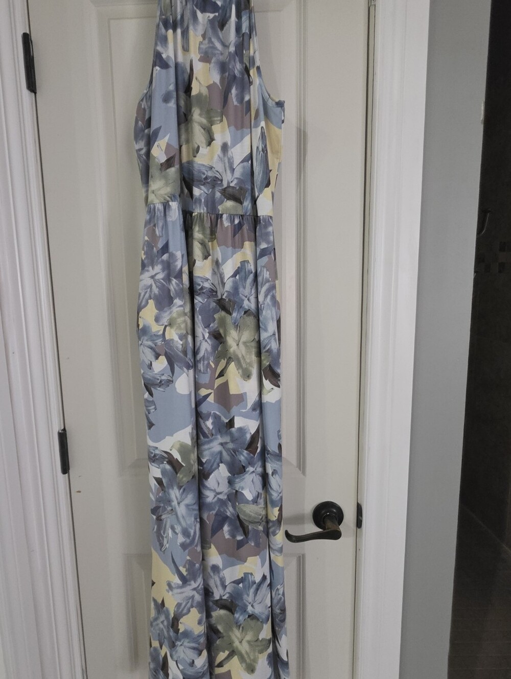 Floral Halter Maxi Dress in Blue and Green